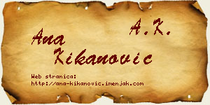 Ana Kikanović vizit kartica